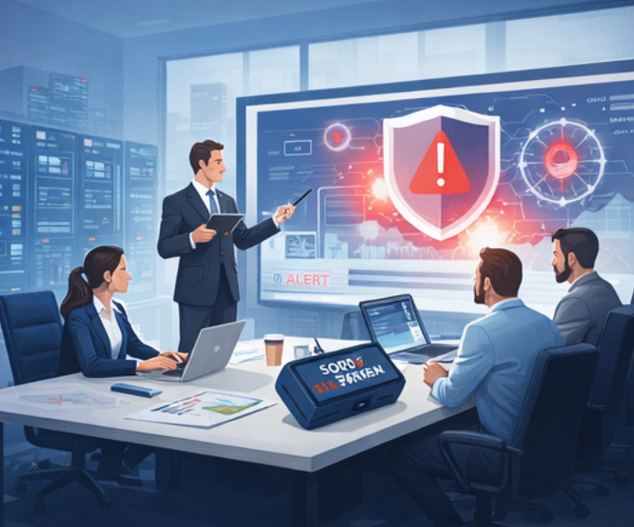 Incident response team in meeting